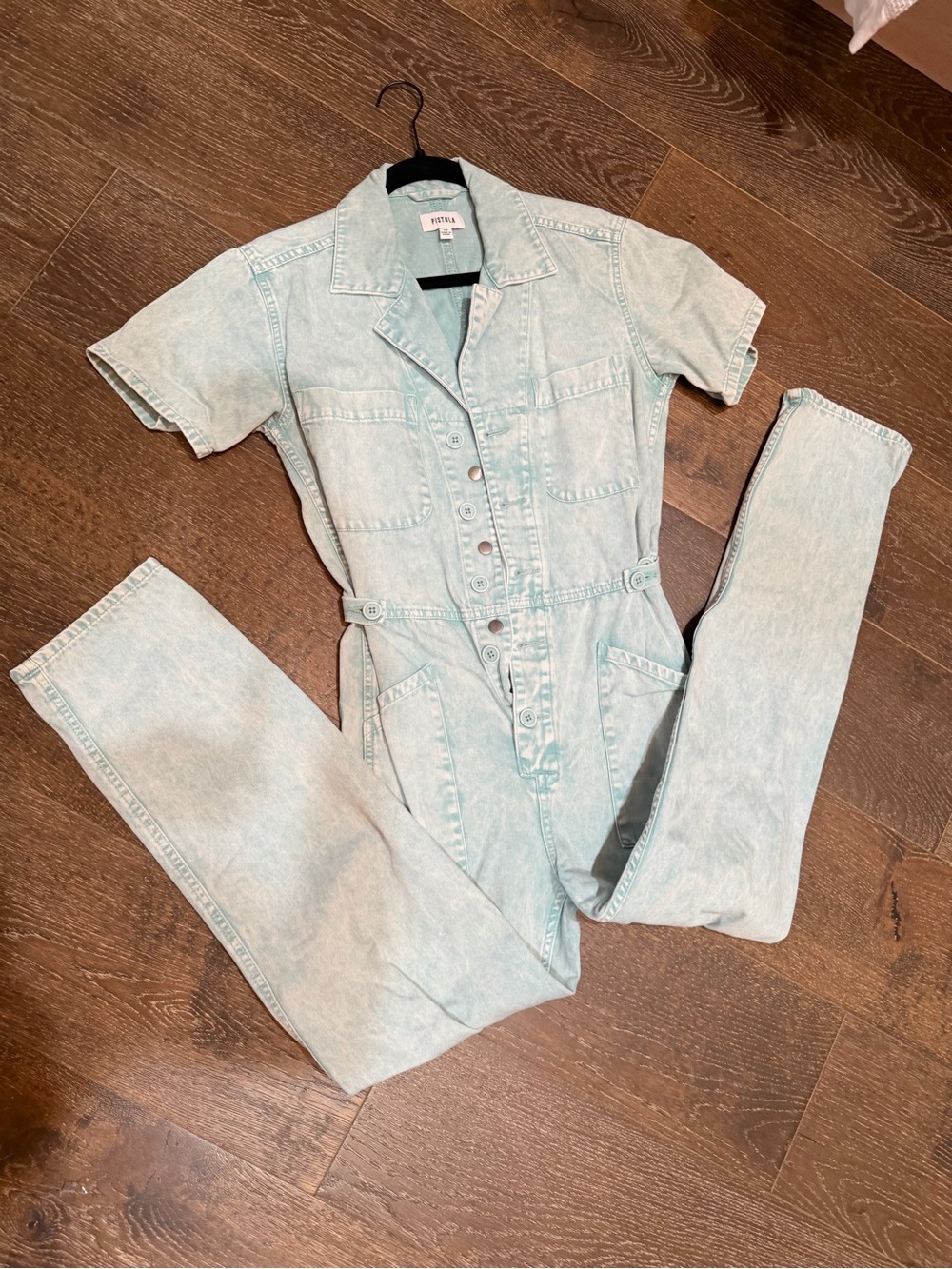 Pistola Vintage-Inspired Light Wash Denim Jumpsuit XS